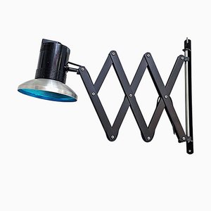 Mid-Century Modern Italian Black Pantograph Adjustable Wall Lamp, 1970s-GDD-1097226