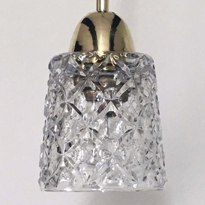 Mid-Century Modern Italian Brass and Crystal Cut Glass Pendant, 1950s-OE-897840