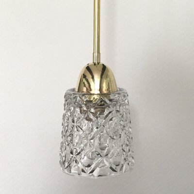 Mid-Century Modern Italian Brass and Crystal Cut Glass Pendant, 1950s-OE-897840