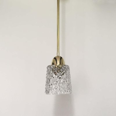 Mid-Century Modern Italian Brass and Crystal Cut Glass Pendant, 1950s-OE-897840