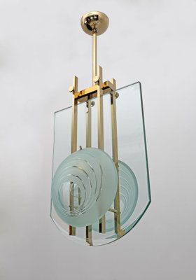 Mid-Century Modern Italian Brass and Crystal Pendant from Galotti & Radice, 1970-FER-1795885