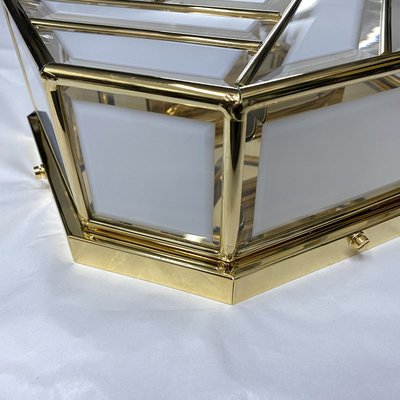 Mid-Century Modern Italian Brass and Glass Ceiling Lamp, 1970s-NMK-895544