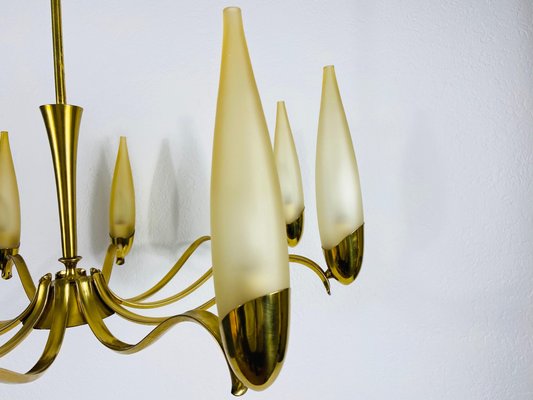 Mid-Century Modern Italian Brass and Glass Chandelier from Stilnovo, 1960s-PUK-808069