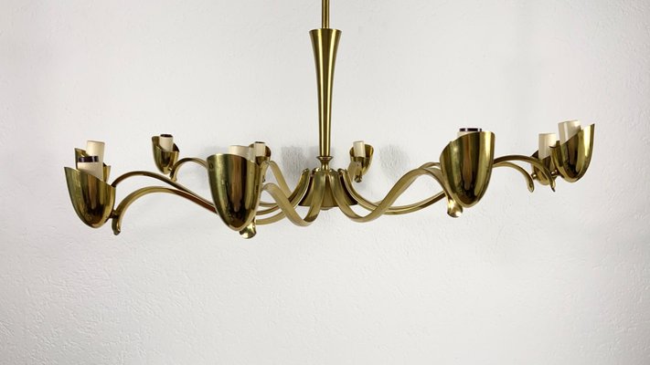 Mid-Century Modern Italian Brass and Glass Chandelier from Stilnovo, 1960s-PUK-808069