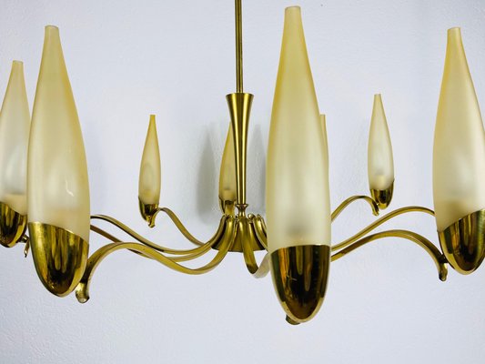 Mid-Century Modern Italian Brass and Glass Chandelier from Stilnovo, 1960s-PUK-808069