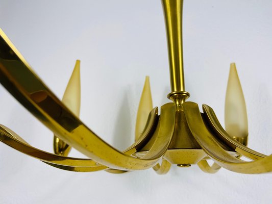 Mid-Century Modern Italian Brass and Glass Chandelier from Stilnovo, 1960s-PUK-808069