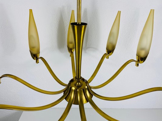 Mid-Century Modern Italian Brass and Glass Chandelier from Stilnovo, 1960s-PUK-808069