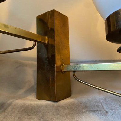 Mid-Century Modern Italian Brass and Glass Wall Sconces, 1960s, Set of 2-NMK-1424935