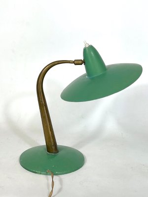 Mid-Century Modern Italian Brass and Green Lacquer Table Lamp, 1950s-OT-1314822