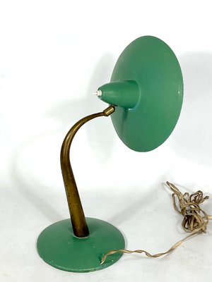 Mid-Century Modern Italian Brass and Green Lacquer Table Lamp, 1950s-OT-1314822