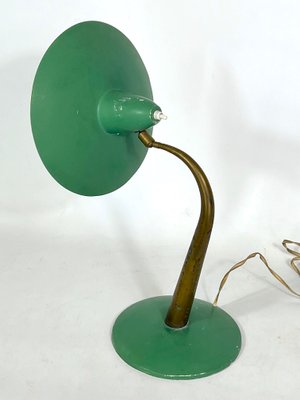 Mid-Century Modern Italian Brass and Green Lacquer Table Lamp, 1950s-OT-1314822