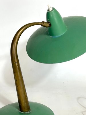 Mid-Century Modern Italian Brass and Green Lacquer Table Lamp, 1950s-OT-1314822