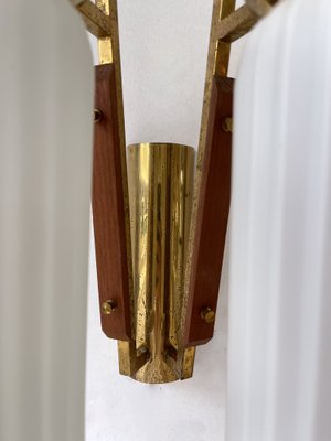 Mid-Century Modern Italian Brass and Opaline Glass Barrel Sconces, 1950s, Set of 2-FUE-1328398