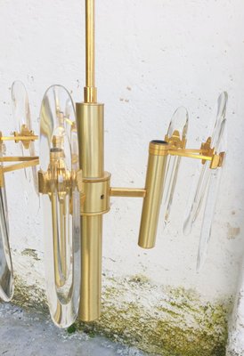 Mid-Century Modern Italian Brass & Crystal Glass Chandelier by Gaetano Sciolari for Sciolari, 1966-PUG-739842