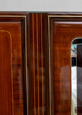 Mid-Century Modern Italian Brass & Mahogany Bar Cabinet by Gio Ponti, 1950s-FER-849745