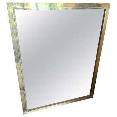 Mid-Century Modern Italian Brass Rectangular Wall Mirror, 1970s-NMK-1783992