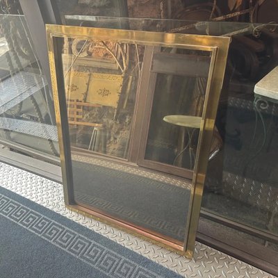 Mid-Century Modern Italian Brass Rectangular Wall Mirror, 1970s-NMK-1783992