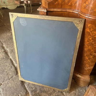 Mid-Century Modern Italian Brass Rectangular Wall Mirror, 1970s-NMK-1783992