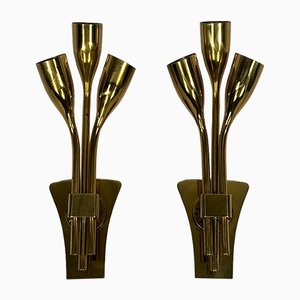 Mid-Century Modern Italian Brass Sconces from Lumi Milano, 1960s, Set of 2-OT-1347982