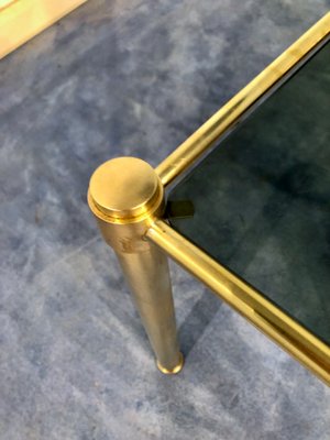 Mid-Century Modern Italian Brass & Smoked Glass Nesting Tables, 1970s, Set of 3-MTX-928715