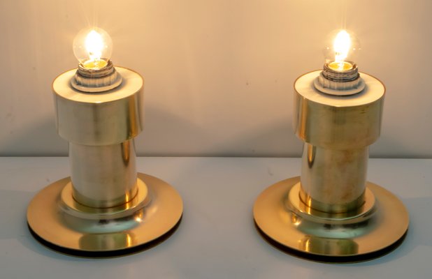 Mid-Century Modern Italian Brass Table Lamps, 1960s, Set of 2-FER-701489