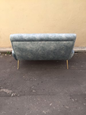 Mid-Century Modern Italian Brass & Velvet Sofa in the style of Gigi Radice, 1960s-HQI-1395408