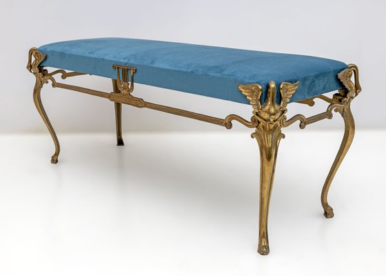 Mid-Century Modern Italian Bronze and Brass Bench, 1950s-FER-1761062