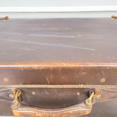 Mid-Century Modern Italian Brown and Green Leather Luggage, 1970s-GDD-1396202