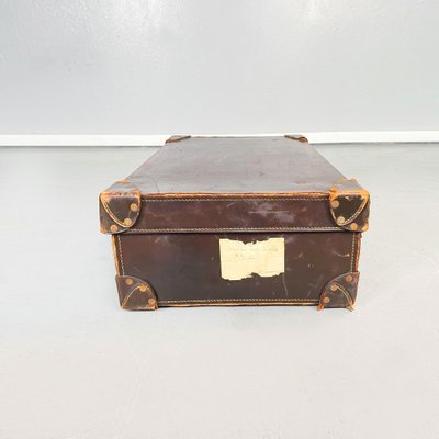 Mid-Century Modern Italian Brown and Green Leather Luggage, 1970s-GDD-1396202