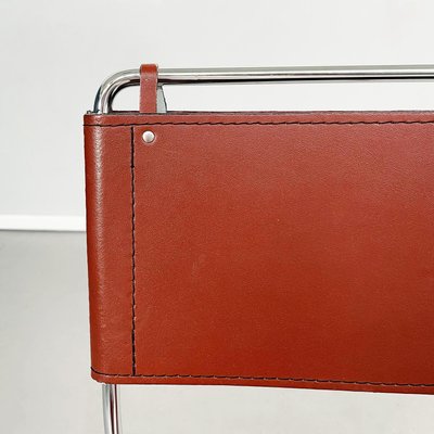 Mid-Century Modern Italian Brown Leather and Steel High Stool, 1980s-GDD-1360774