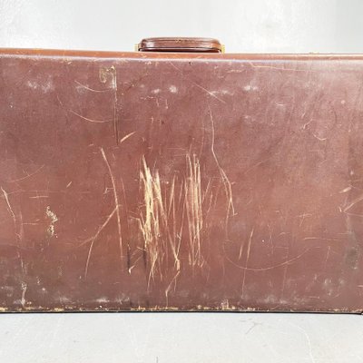 Mid-Century Modern Italian Brown Leather with Beige Fabric Luggage, 1970s-GDD-1396200