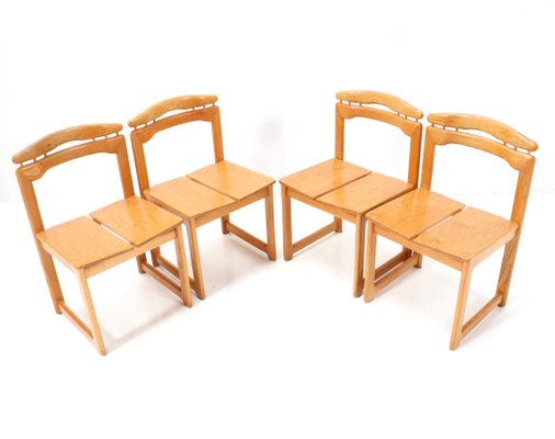 Mid-Century Modern Italian Chairs in Ash, 1970s, Set of 4-MY-1358177