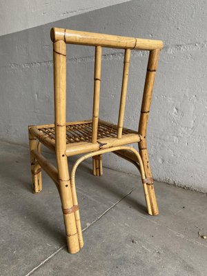 Mid-Century Modern Italian Chairs in Bamboo and Rattan, 1970s, Set of 5-DHH-1404742