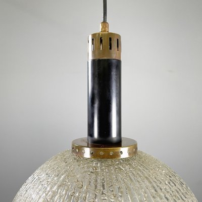 Mid-Century Modern Italian Chandelier in Molded Glass, Brass and Metal, 1950s-GDD-2041602