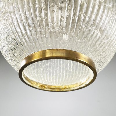 Mid-Century Modern Italian Chandelier in Molded Glass, Brass and Metal, 1950s-GDD-2041602