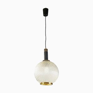 Mid-Century Modern Italian Chandelier in Molded Glass, Brass and Metal, 1950s-GDD-2041602