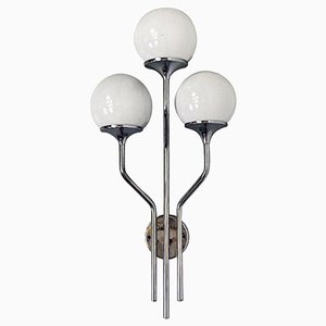 Mid-Century Modern Italian Chromed Steel and Glossy Glass Wall Lamp, 1970s-GDD-1181940