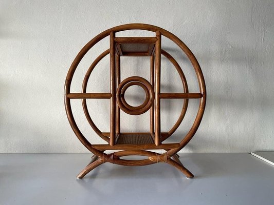 Mid-Century Modern Italian Circle Bamboo Flower Stand, Italy, 1960s-RDS-1367650