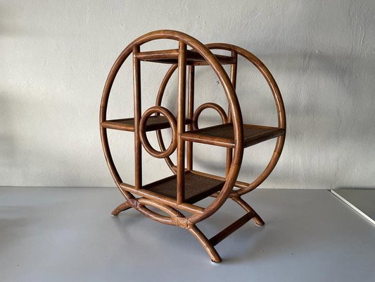 Mid-Century Modern Italian Circle Bamboo Flower Stand, Italy, 1960s-RDS-1367650