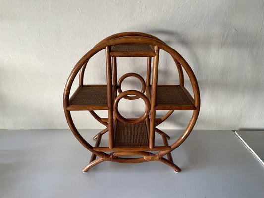 Mid-Century Modern Italian Circle Bamboo Flower Stand, Italy, 1960s-RDS-1367650