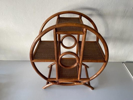 Mid-Century Modern Italian Circle Bamboo Flower Stand, Italy, 1960s-RDS-1367650