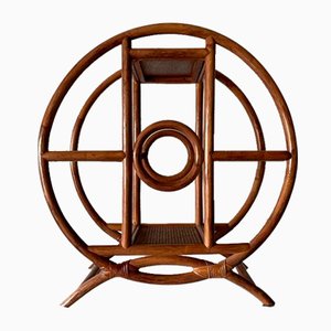 Mid-Century Modern Italian Circle Bamboo Flower Stand, Italy, 1960s-RDS-1367650