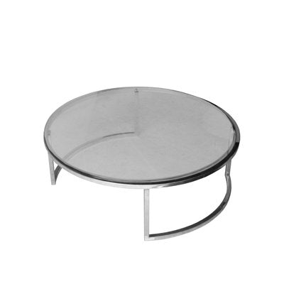 Mid-Century Modern Italian Circular Grey Chrome, Glass & Steel Center Table, 1960-UZ-863011