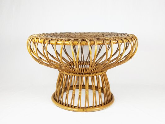 Mid-Century Modern Italian Coffee Table in Rattan and Rush, 1955-RD-2033720