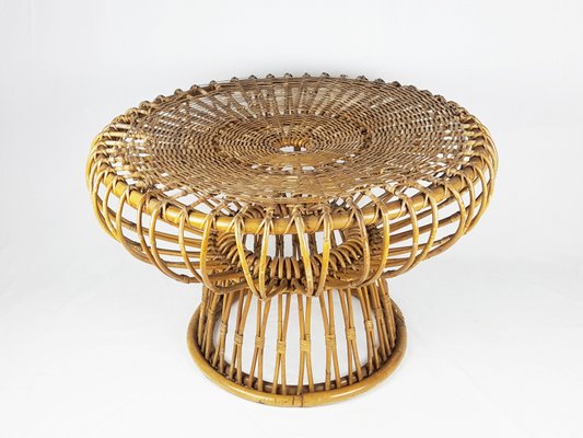 Mid-Century Modern Italian Coffee Table in Rattan and Rush, 1955-RD-2033720