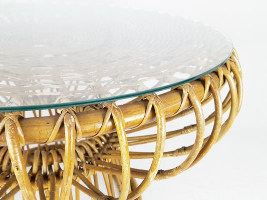 Mid-Century Modern Italian Coffee Table in Rattan and Rush, 1955-RD-2033720