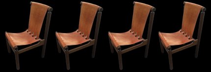 Mid-Century Modern Italian Cognac Leather and Dark Beech Dining Chairs by Ilmari Tapiovaara for La Permanente Mobili Cantù, Set of 4-DHH-1142553