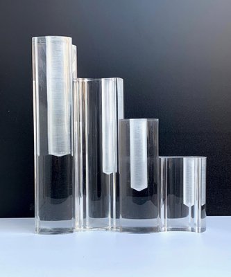 Mid-Century Modern Italian Crystal Acrylic Glass Vases from Guzzini, 1970s, Set of 4-JDR-1125515