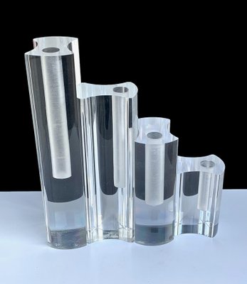 Mid-Century Modern Italian Crystal Acrylic Glass Vases from Guzzini, 1970s, Set of 4-JDR-1125515