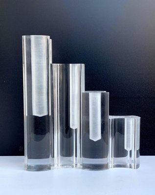 Mid-Century Modern Italian Crystal Acrylic Glass Vases from Guzzini, 1970s, Set of 4-JDR-1125515